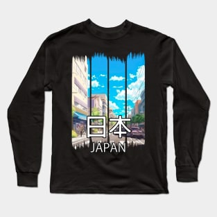 Tokyo Street Sunny Day Cityscape – Anime Shirt Long Sleeve T-Shirt